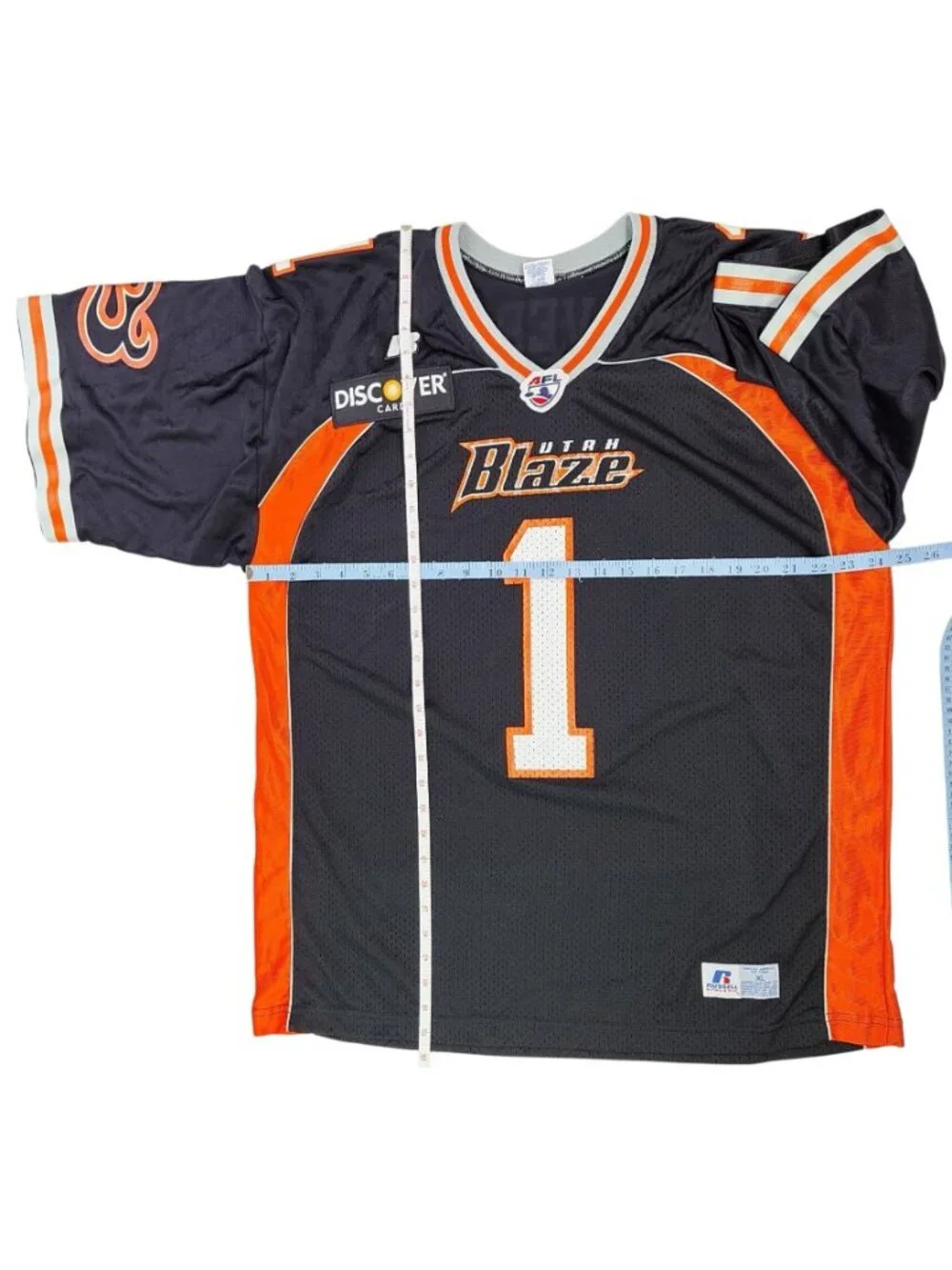 Vintage Utah Blaze Arena Football Jersey Russell XL Black Orange Discover Card - Picture 16 of 16